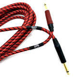British Audio Pro Performance Silent Instrument Cable - Straight Silent to Straight (Red & Black Braid) - British Audio