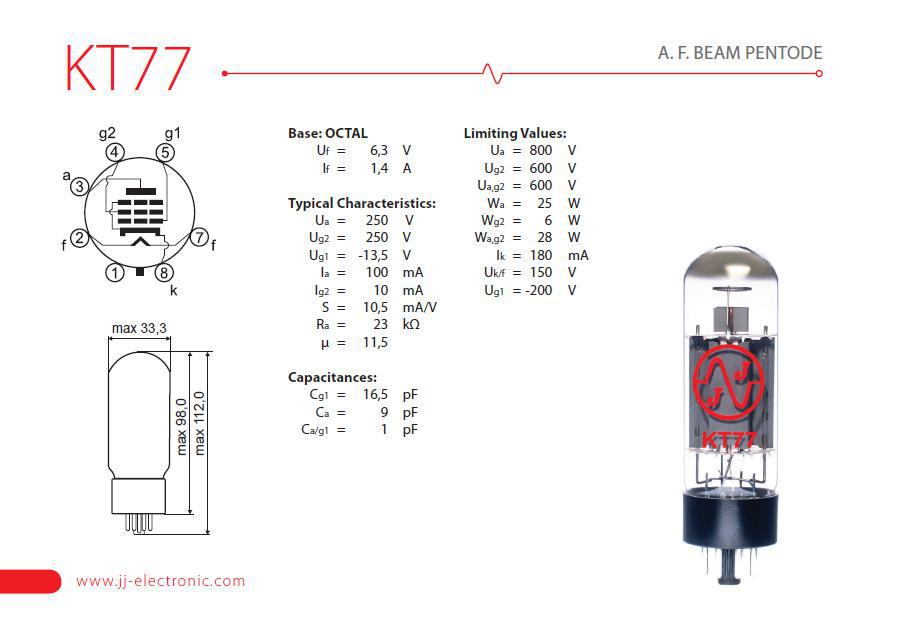 JJ KT77 | Premium Beam Tetrode for Dynamic, Versatile Tone