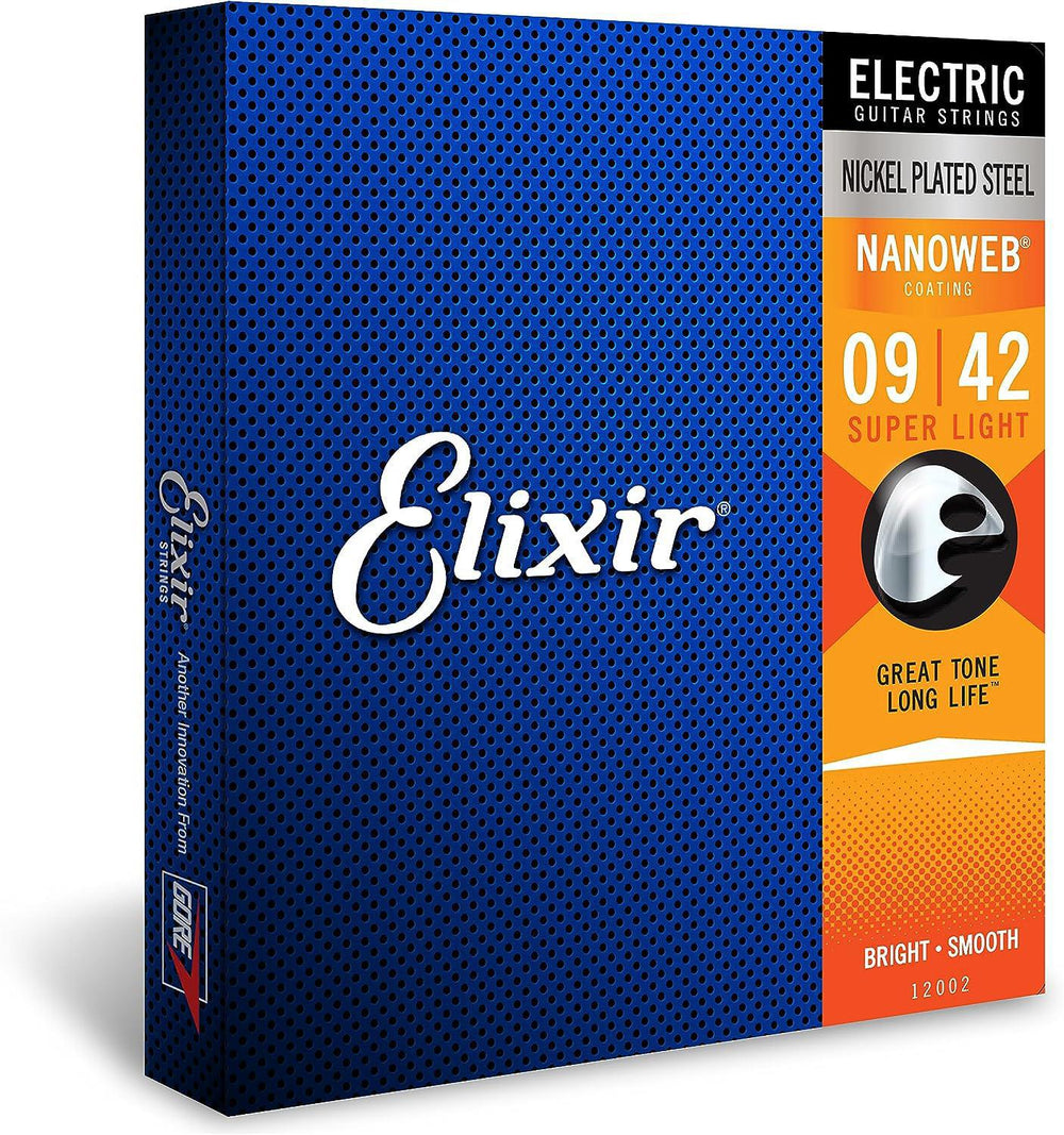 Elixir 9-42 Electric Guitar Strings with NANOWEB Coating Super Light