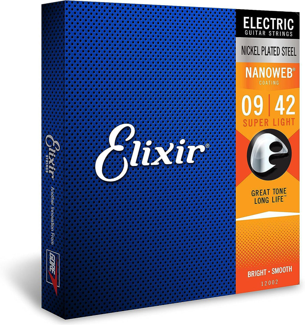 Elixir Electric Guitar Strings | Nickel Plated Steel | NANOWEB® Coating | Super Light (.009-.042)