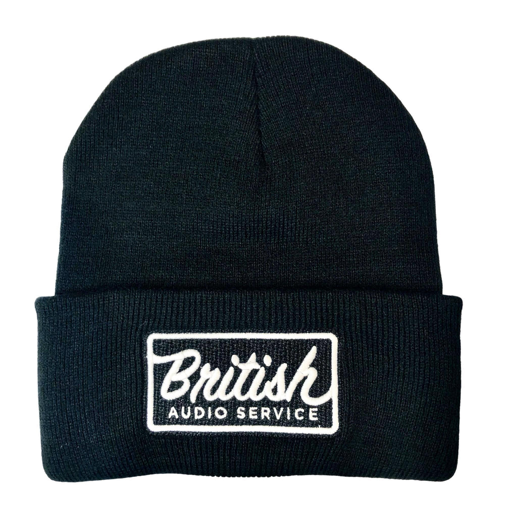 British Audio Cuff Beanie (Black) | Classic British Audio Service Logo