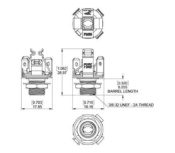 Pure Tone Stereo Output Jack – Multi-Contact, Nickel | Part# PTT2