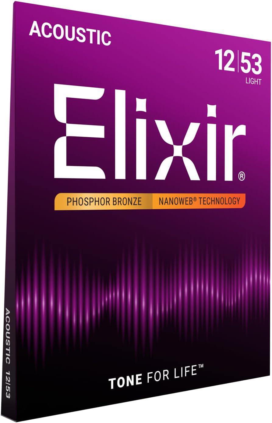 Elixir 12-53 Nanoweb Phosphor Bronze  Acoustic Guitar Strings