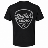 British Audio Nashville T-Shirt | Black & Gray Racing Stripe Logo Tee