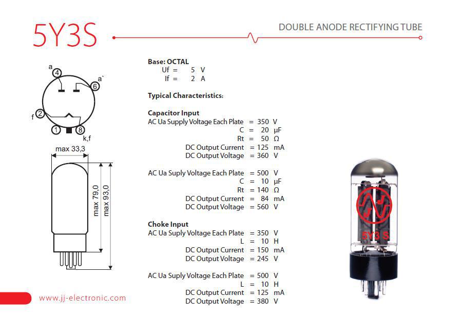 JJ 5Y3S Rectifier Tube | Smooth, Reliable Power for Vintage Amps