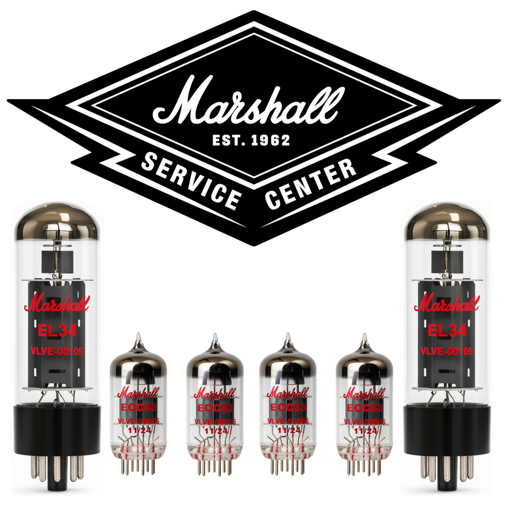 Marshall DSL40 Full Tube Set | OEM Retube Kit | 4× ECC83 & 2× EL34 | Red Logo | Genuine Factory Tubes