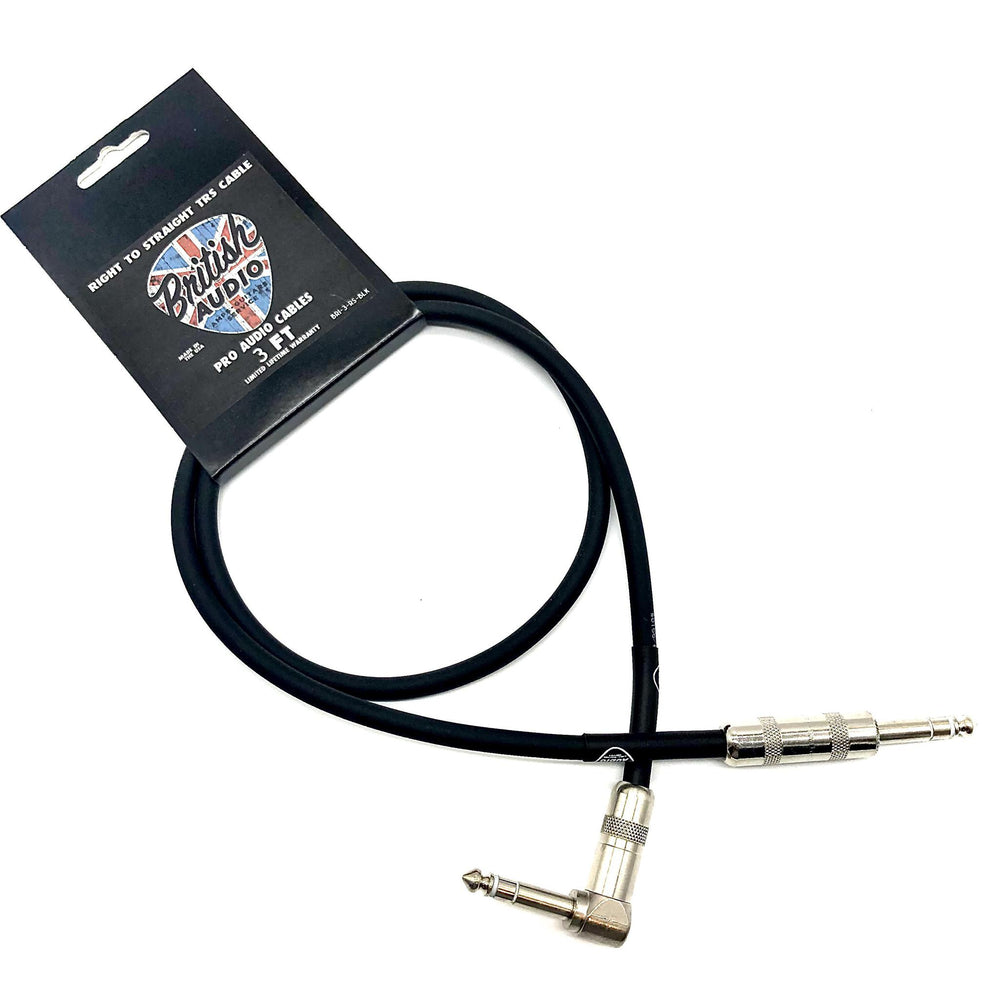 British Audio Pro Performance Right Angle to Straight TRS Stereo Patch and Expression Cable - British Audio