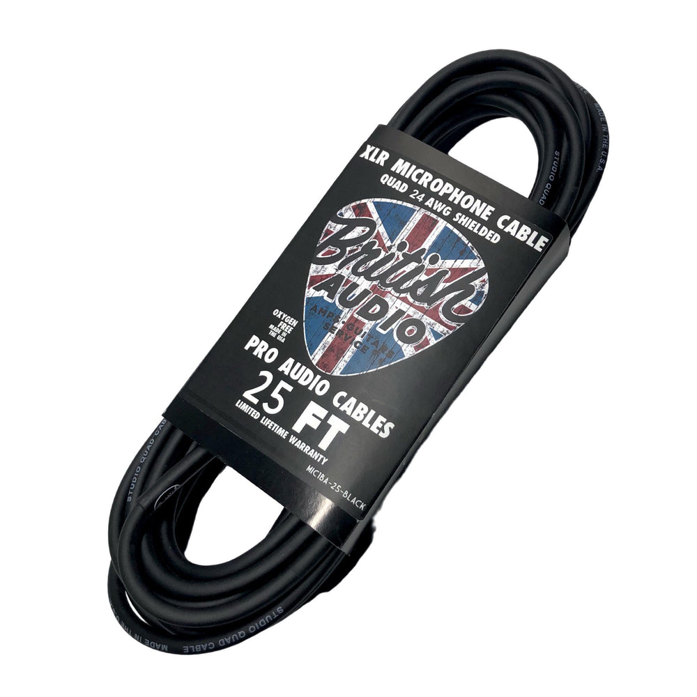 British Audio Pro Performance XLR Mic & Studio Cable ~ Black Jacket