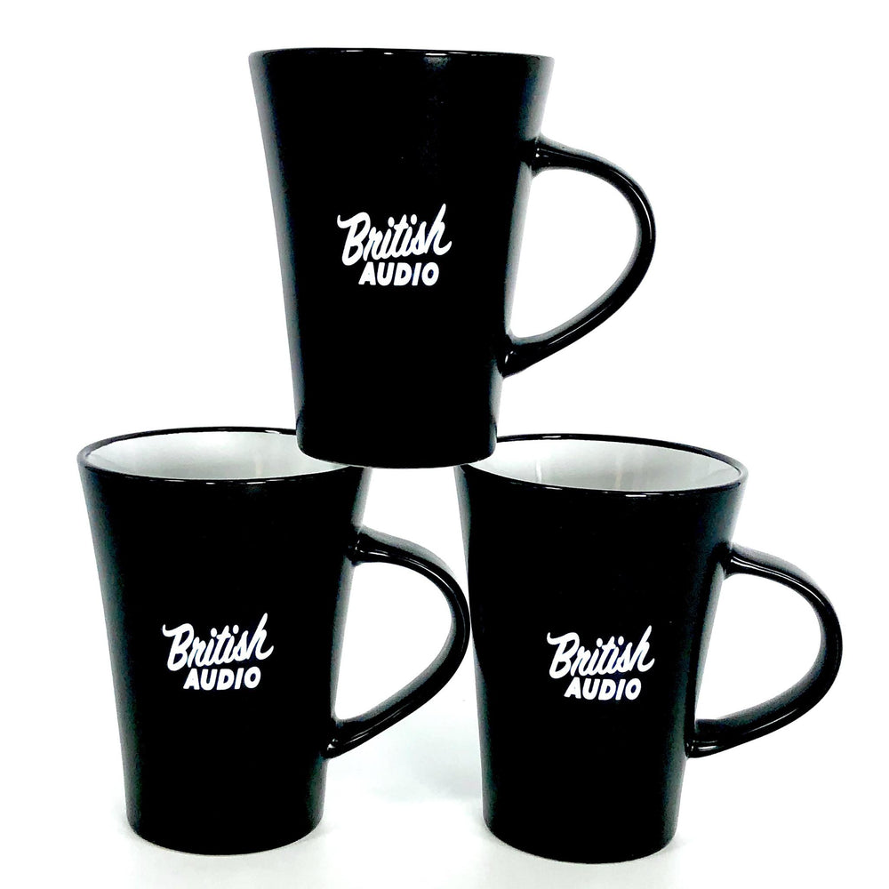 British Audio Black & White Coffee Mug Script Logo - British Audio