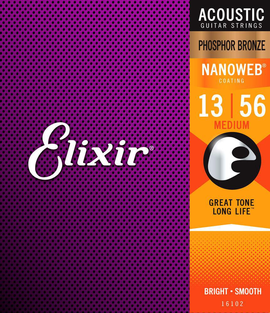 Elixir 13-56 Nanoweb Phosphor Bronze  Acoustic Guitar Strings