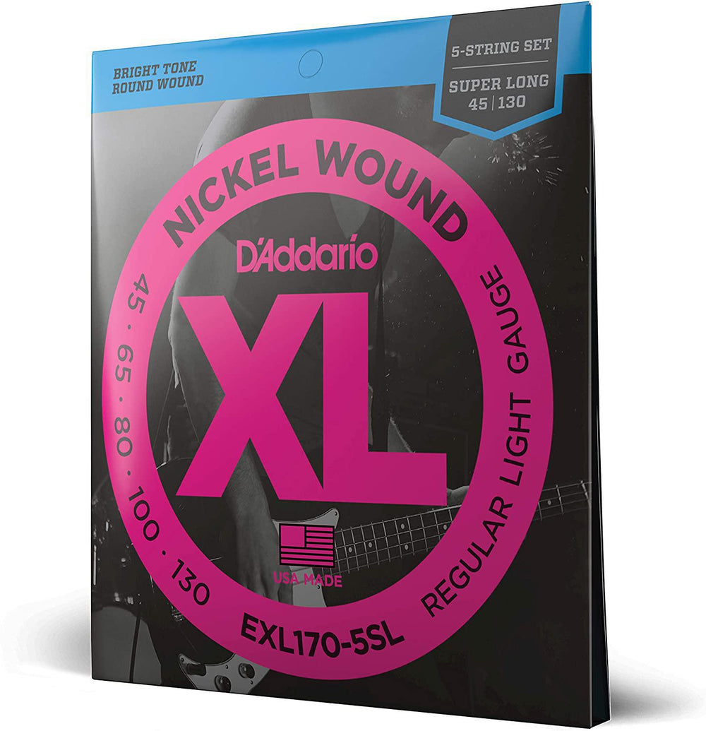D'Addario EXL170-5SL Nickel Wound Bass, Light, 45-130, Super Long