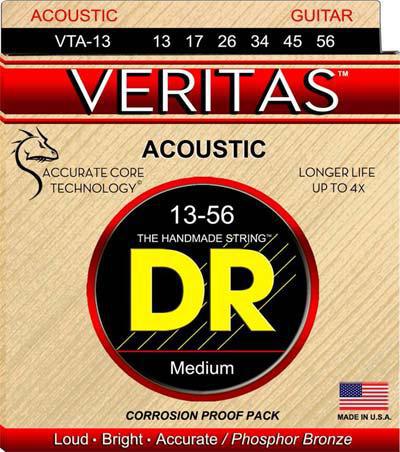 DR Strings VTA-13 VERITAS Phosphor Bronze Acoustic Guitar String, 13-56, Medium - British Audio