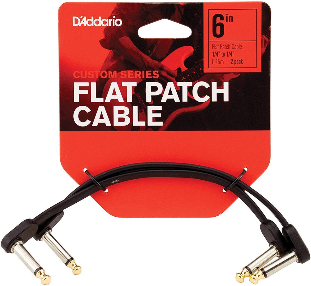 D'Addario Accessories Flat Patch Cable, 6in Right Angle, Twin PK