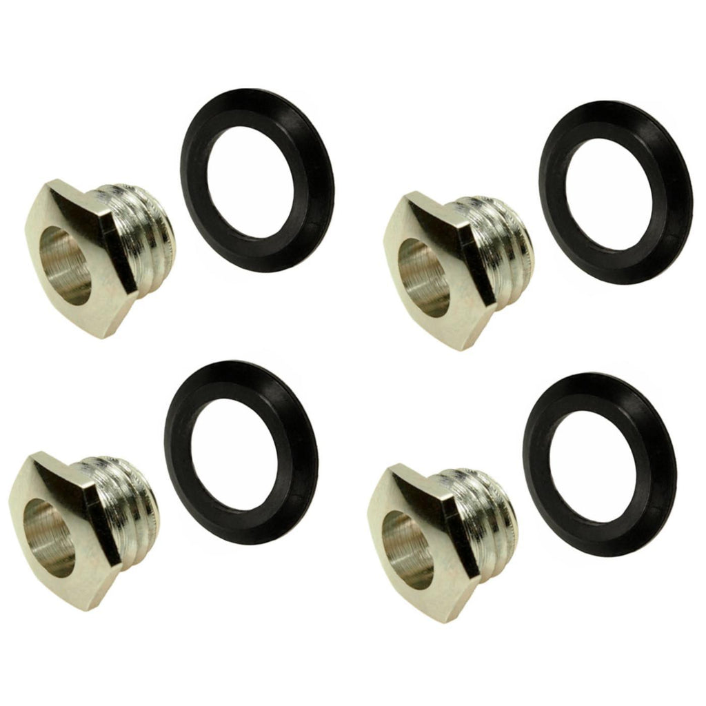 4 x Vox Jack Chrome Nut & Black Washer Bezel for 1/4