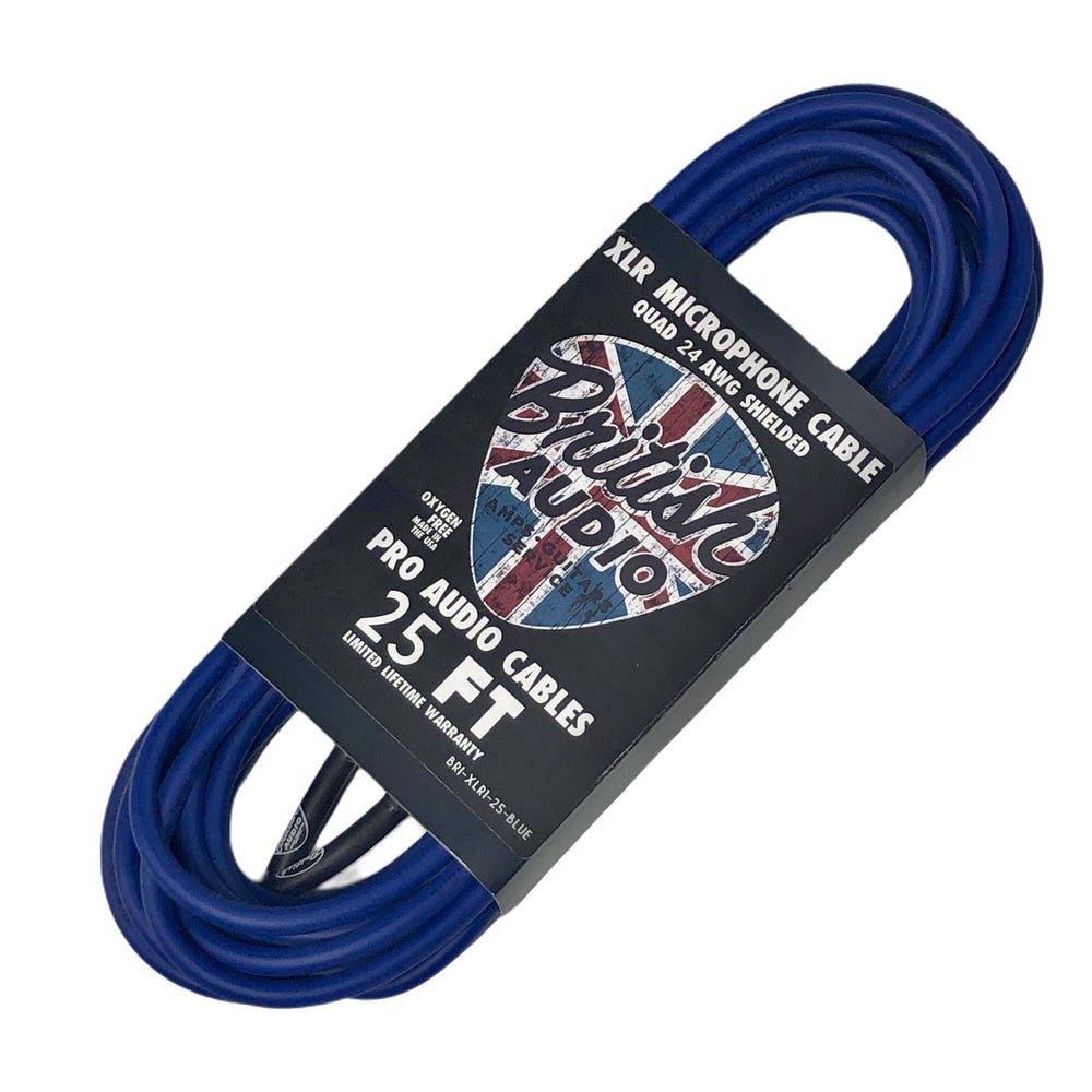 British Audio Pro Performance XLR Mic & Studio Cable ~ Blue Jacket