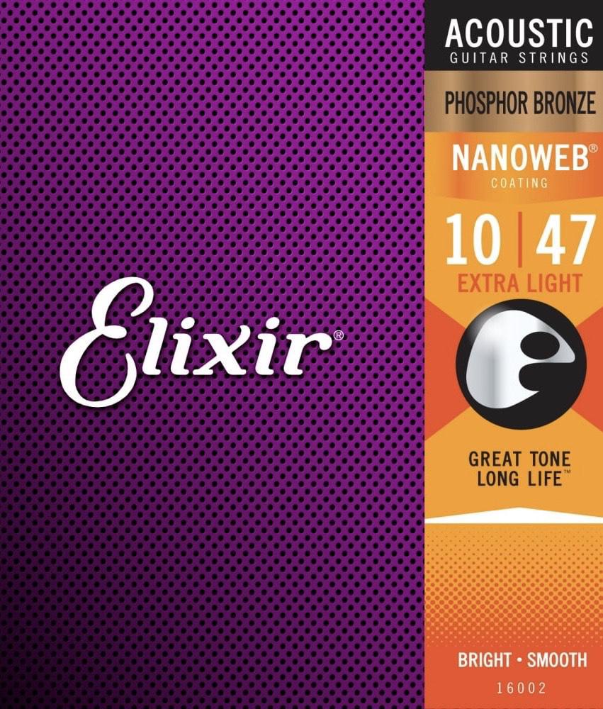 Elixir 10-47  Nanoweb Phosphor Bronze  Acoustic Guitar Strings