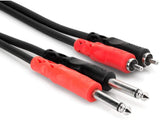 Hosa CPR-202 Dual 1/4" TS to Dual RCA Stereo Interconnect Cable, 2 Meters