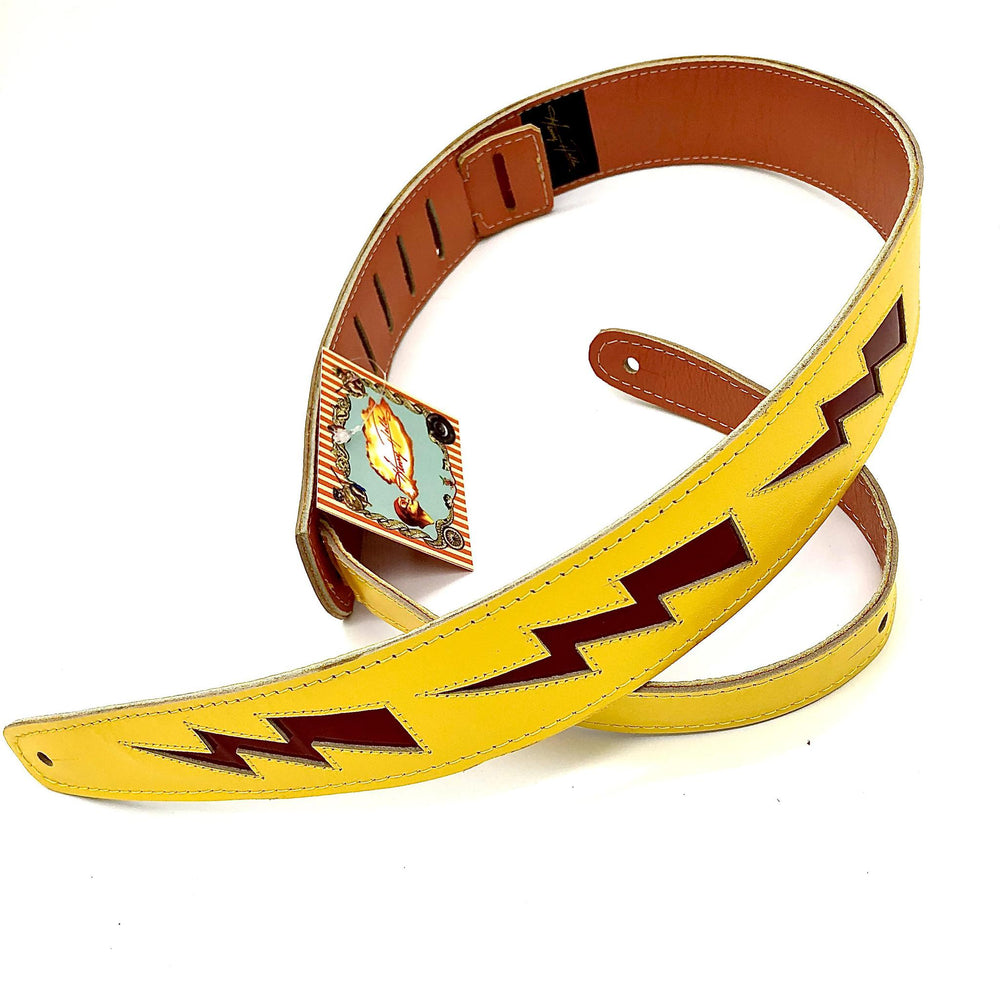 Henry Heller Leather Strap 2" Bolt Series  Yellow/Red - British Audio