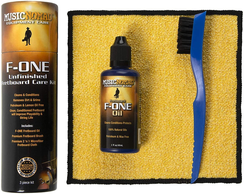 MusicNomad F ONE Unfinished Fretboard Care Kit Oil Cloth Brush