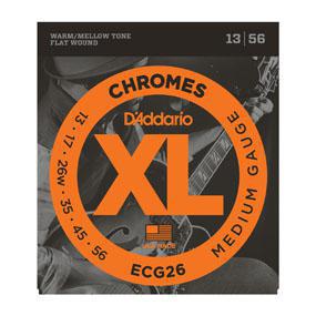 D'Addario ECG26 Chromes Flat Wound, Medium, 13-56 - British Audio