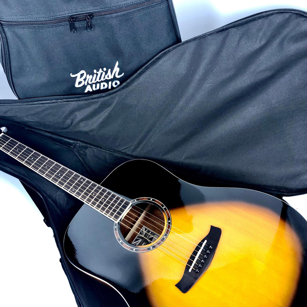 British Audio Acoustic Guitar Gig Bag with Silver Logo - British Audio