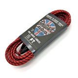 British Audio Pro Performance Silent Instrument Cable - Right Angle Silent to Straight (Red & Black Braid) - British Audio