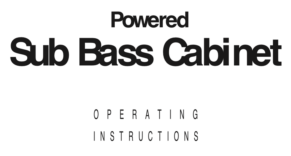 Trace Elliot Powered Sub Bass Cabinet User Manual - British Audio