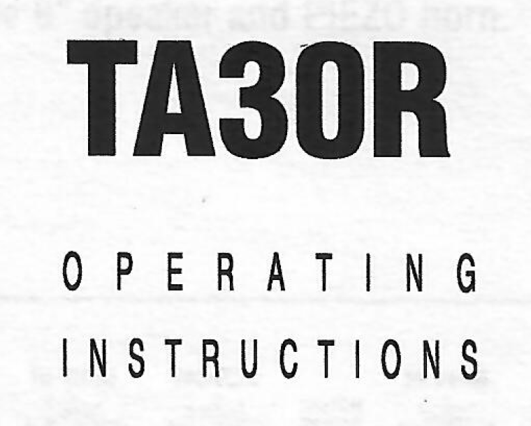 Trace Elliot TA30R User Manual - British Audio