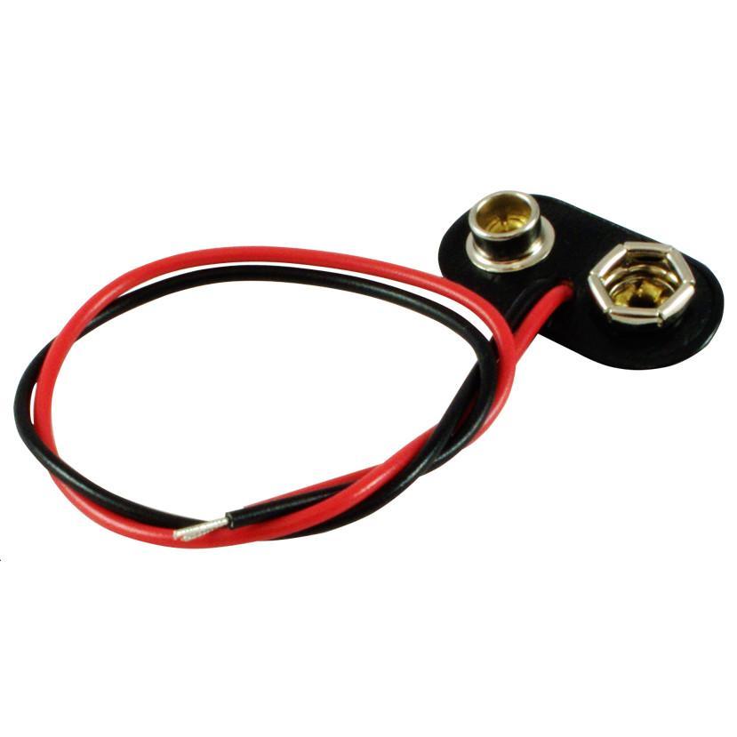 9 Volt Battery Clip Red & Black Wires - 6 Inch Stripped and Tinned