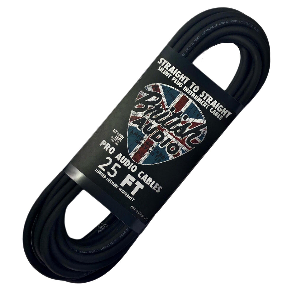 British Audio Pro Performance Silent Instrument Cable - Straight Silent to Straight (Black Jacket)