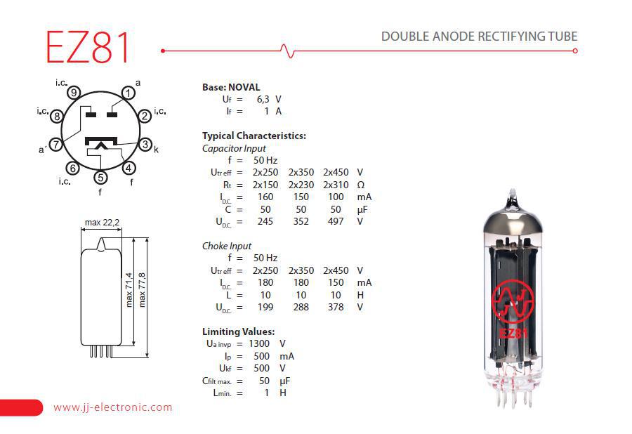 JJ EZ81 / 6CA4 Rectifier Tube | Reliable Power for Superior Sound