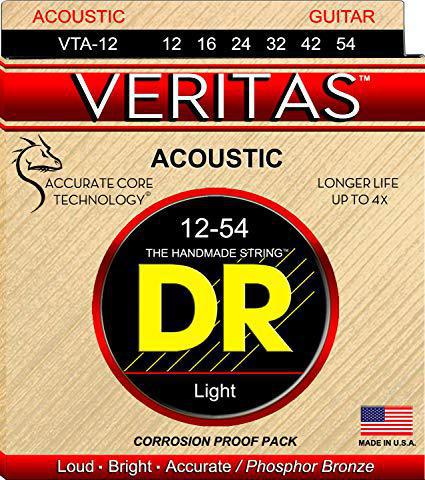 DR Strings VTA-12  Veritas Phosphor Bronze Acoustic Guitar Strings  Light 12-54 - British Audio