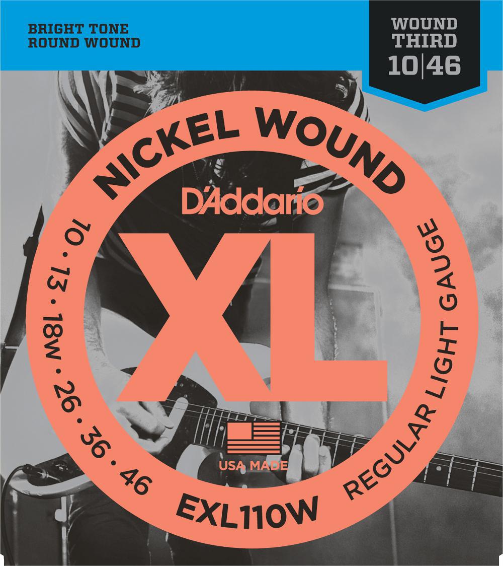 D'Addario EXL110W Nickel Wound, Regular Light, Wound 3rd, 10-46
