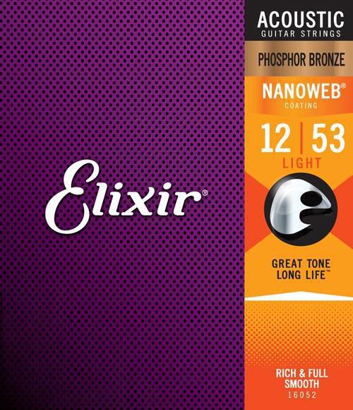 Elixir 12-53 Nanoweb Phosphor Bronze  Acoustic Guitar Strings