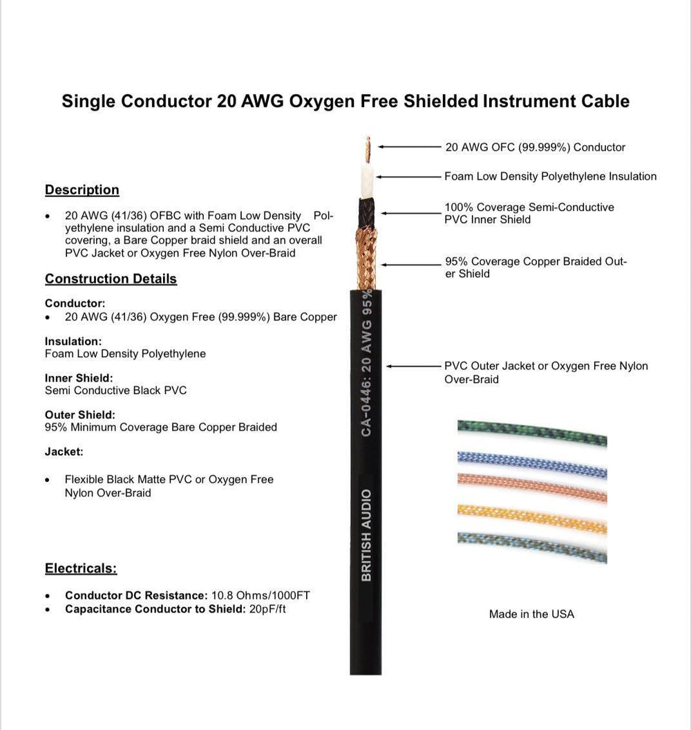 British Audio Pro Performance Silent Instrument Cable - Straight Silent to Straight (Black Jacket) - British Audio