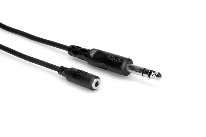 Hosa Technology Headphone Adaptor Cable 3.5 mm TRS to 1/4 in TRS, 10 ft. - British Audio