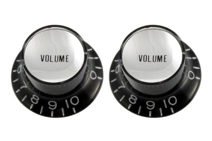 Set of 2 (Black/Silver) Volume Reflector Knobs Allparts PK-0184-023 - British Audio