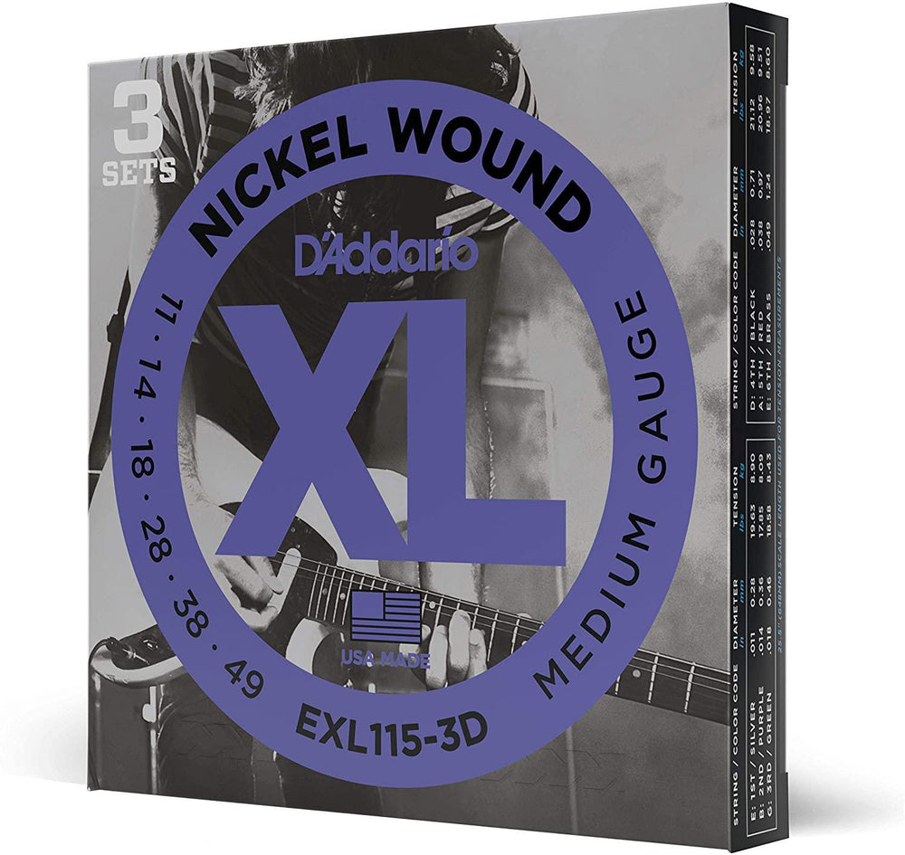 D'Addario EXL115-3D 3 Set Value Pack Medium 11-49 - British Audio