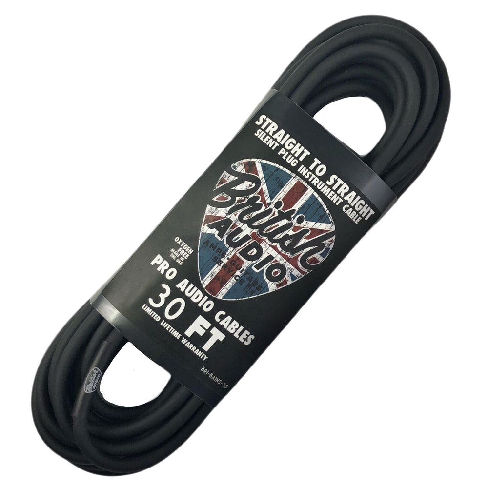 British Audio Pro Performance Silent Instrument Cable - Straight Silent to Straight (Black Jacket)