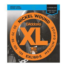 D'Addario EXL160-5 Nickel Wound 5-String Bass, Medium, 50-135, Long Scale - British Audio