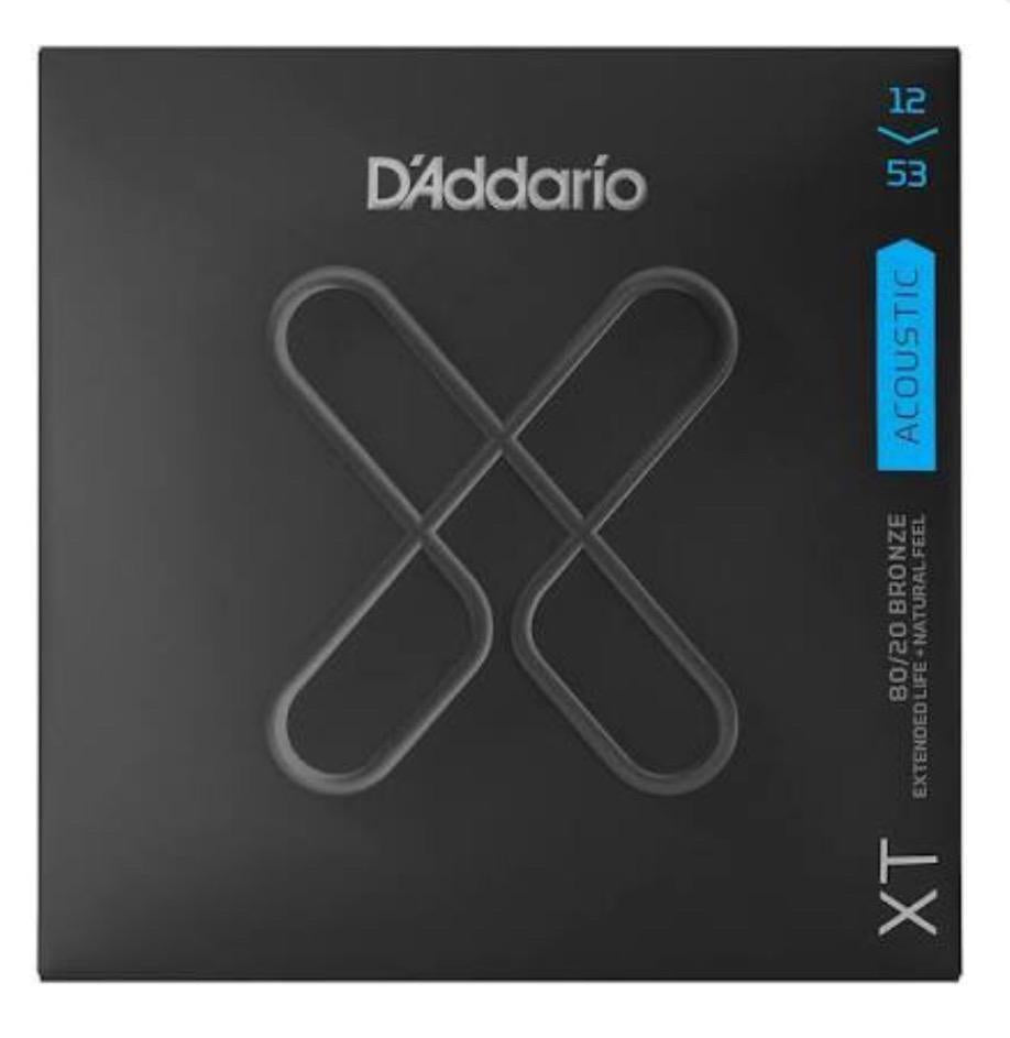 D'Addario XT Acoustic 1253  Series Acoustic Guitar Strings, Phosphor Bronze, 12-53 - British Audio